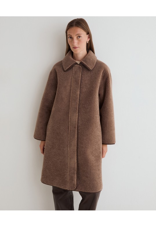 LONG SHEARLING COAT CHOCOLATE