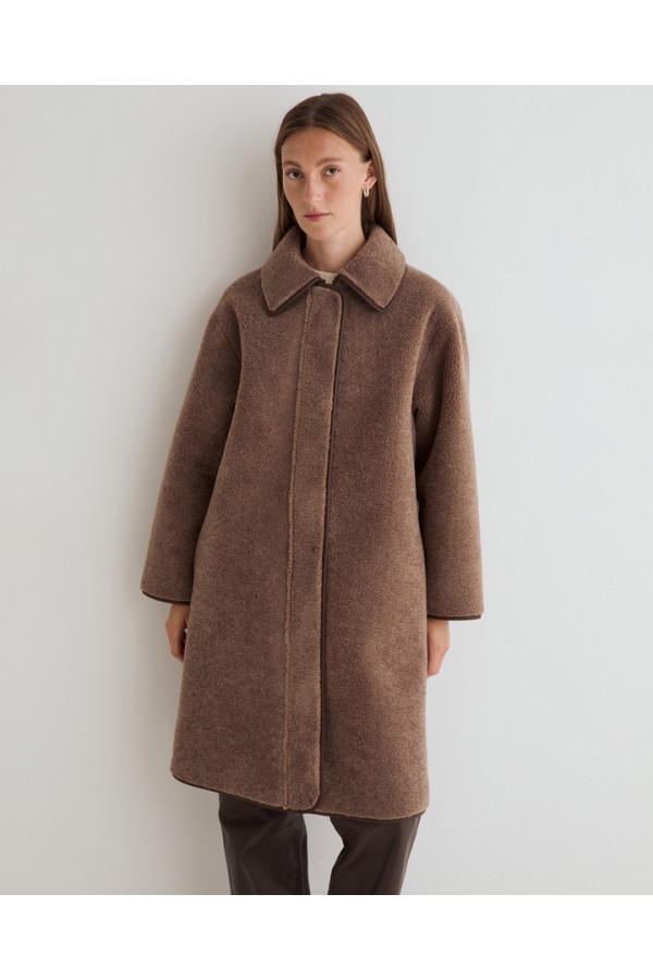 LONG SHEARLING COAT CHOCOLATE