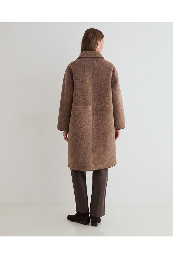 LONG SHEARLING COAT CHOCOLATE