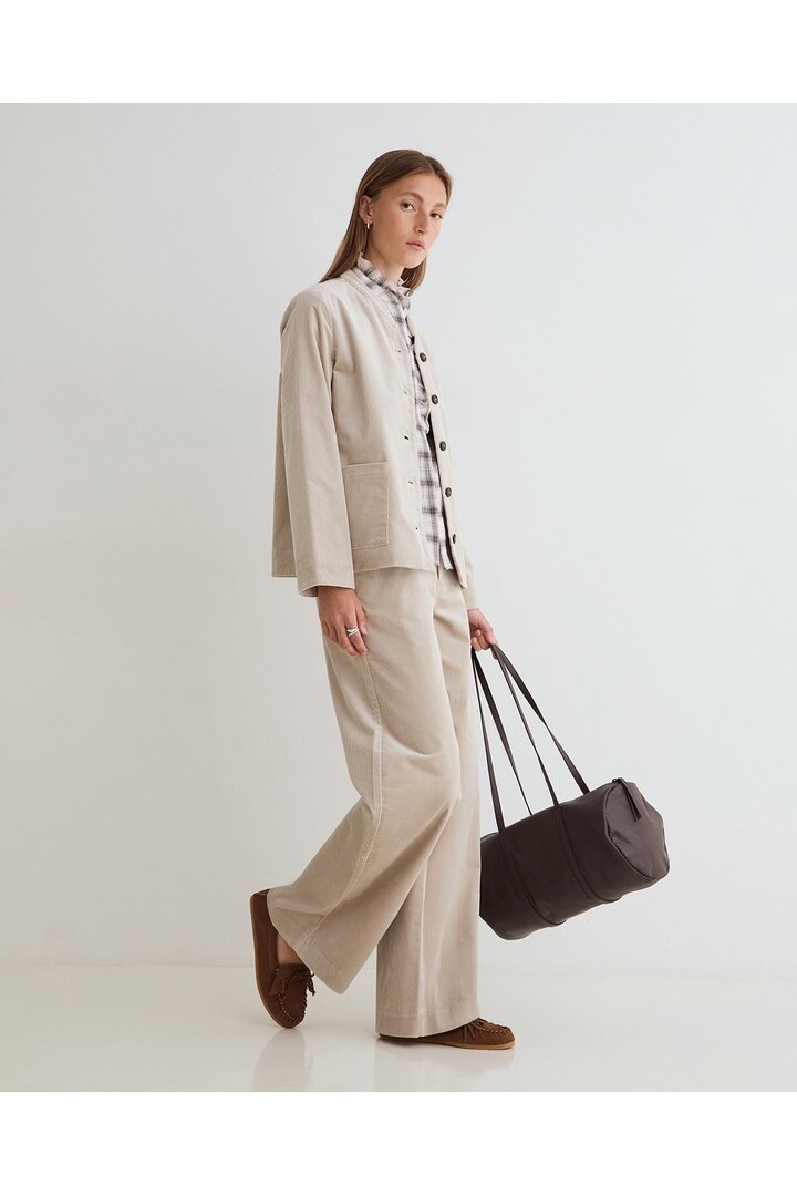 WIDE-LEG CORDUROY TROUSERS LIGHT GREY