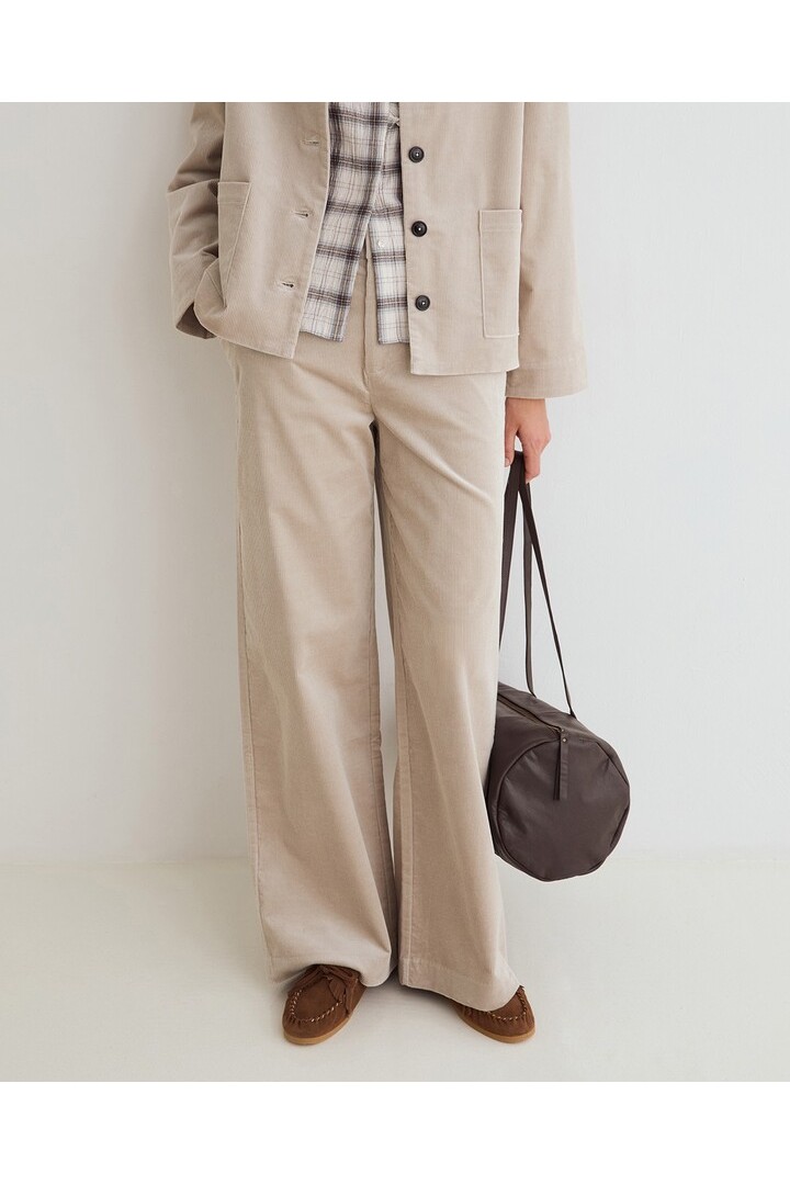 WIDE-LEG CORDUROY TROUSERS LIGHT GREY