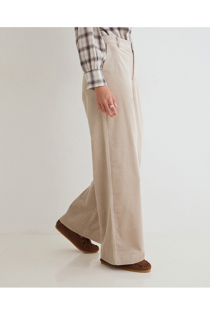 WIDE-LEG CORDUROY TROUSERS LIGHT GREY