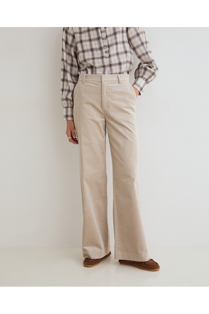 WIDE-LEG CORDUROY TROUSERS LIGHT GREY