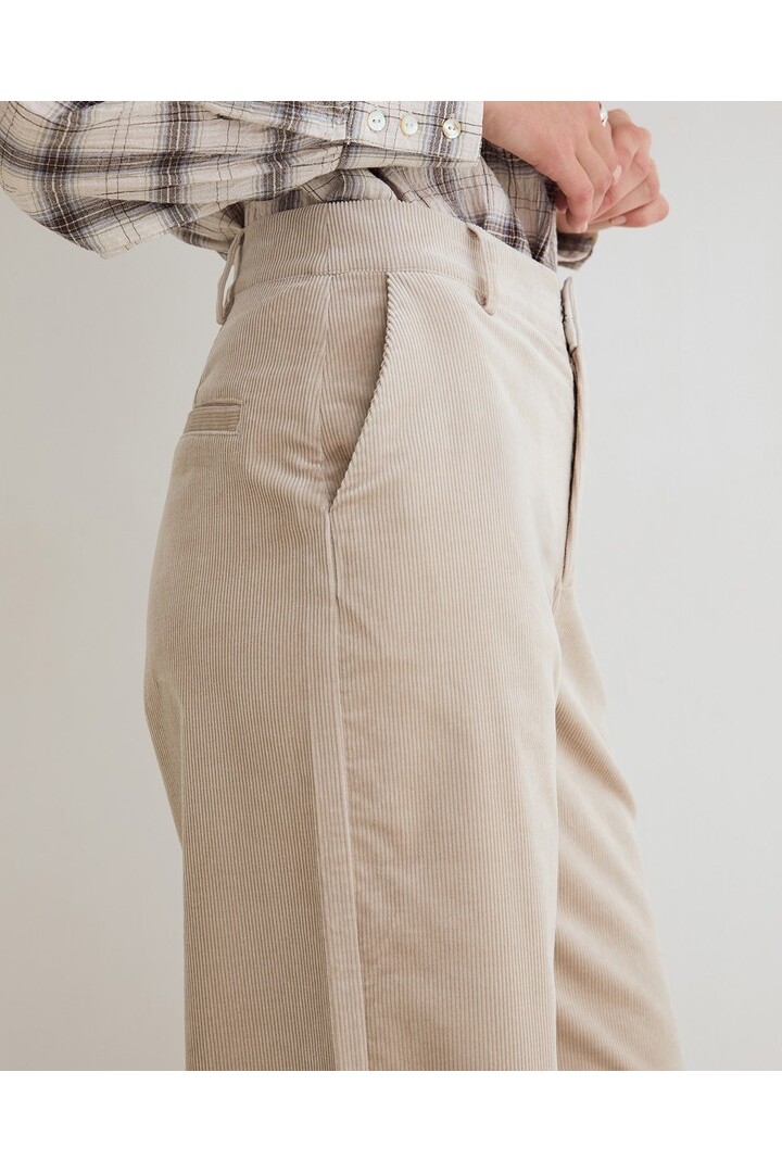 WIDE-LEG CORDUROY TROUSERS LIGHT GREY