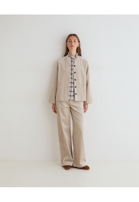 WIDE-LEG CORDUROY TROUSERS LIGHT GREY