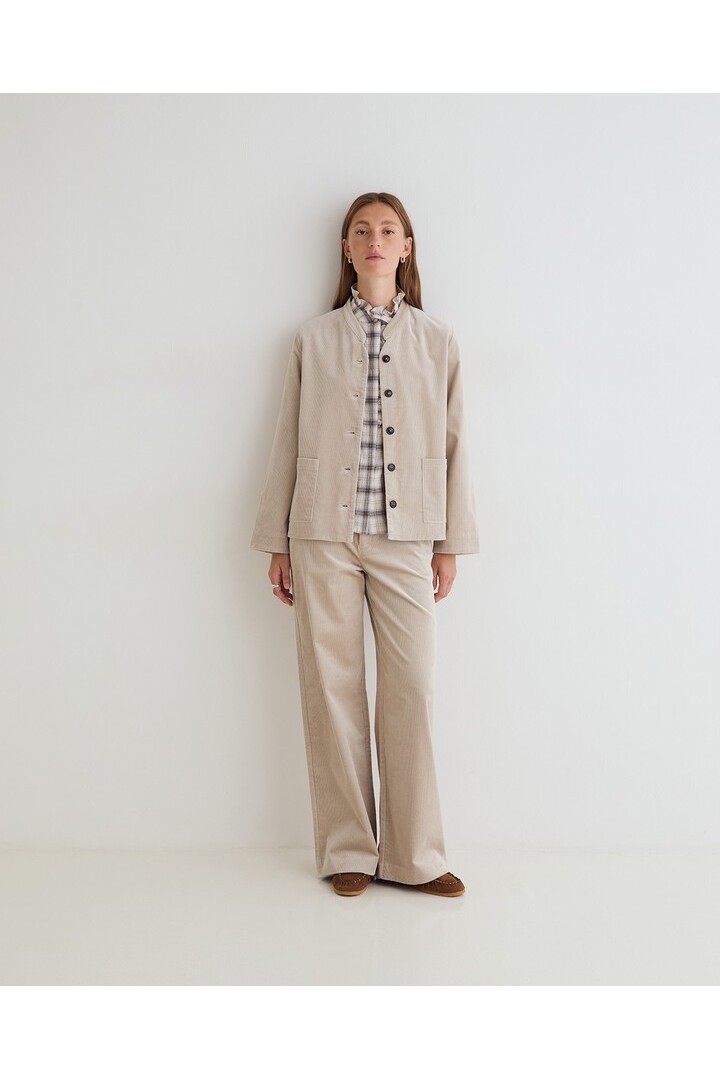 WIDE-LEG CORDUROY TROUSERS LIGHT GREY