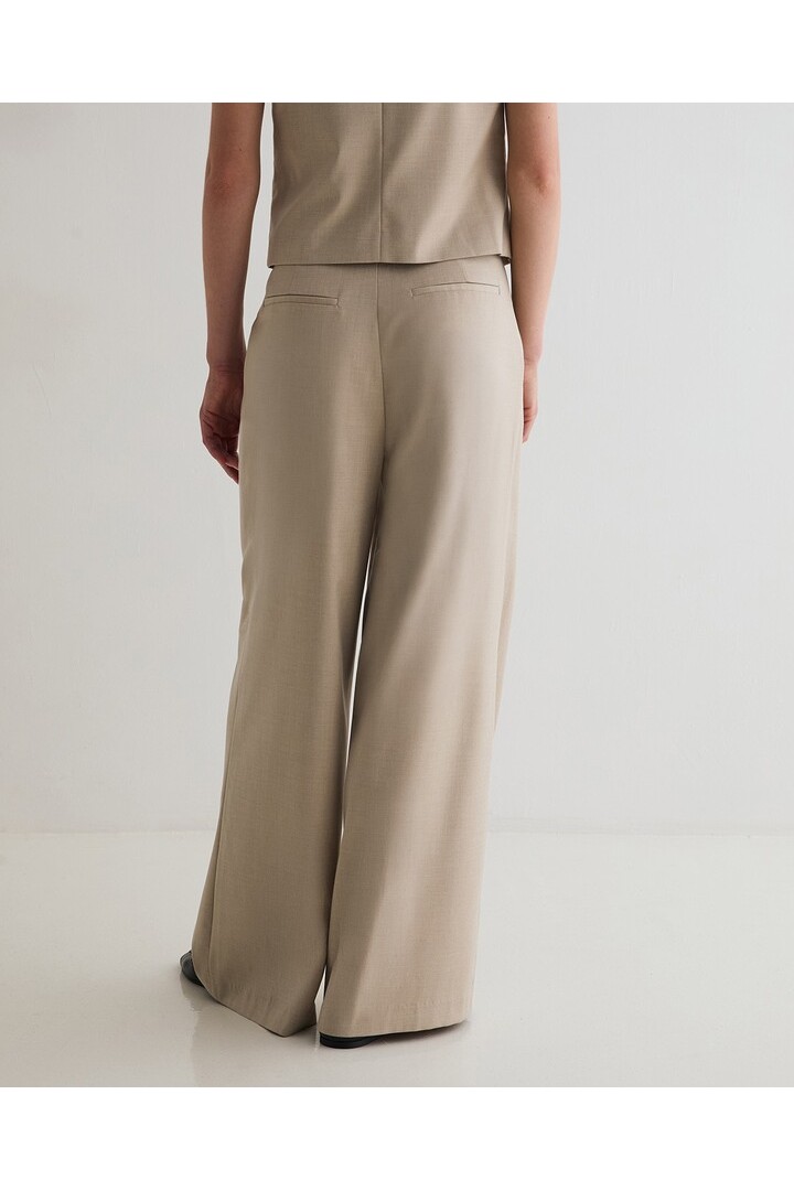 STRUCTURED WIDE-LEG SUIT TROUSERS BEIGE