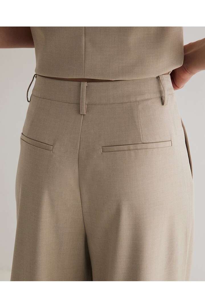 STRUCTURED WIDE-LEG SUIT TROUSERS BEIGE