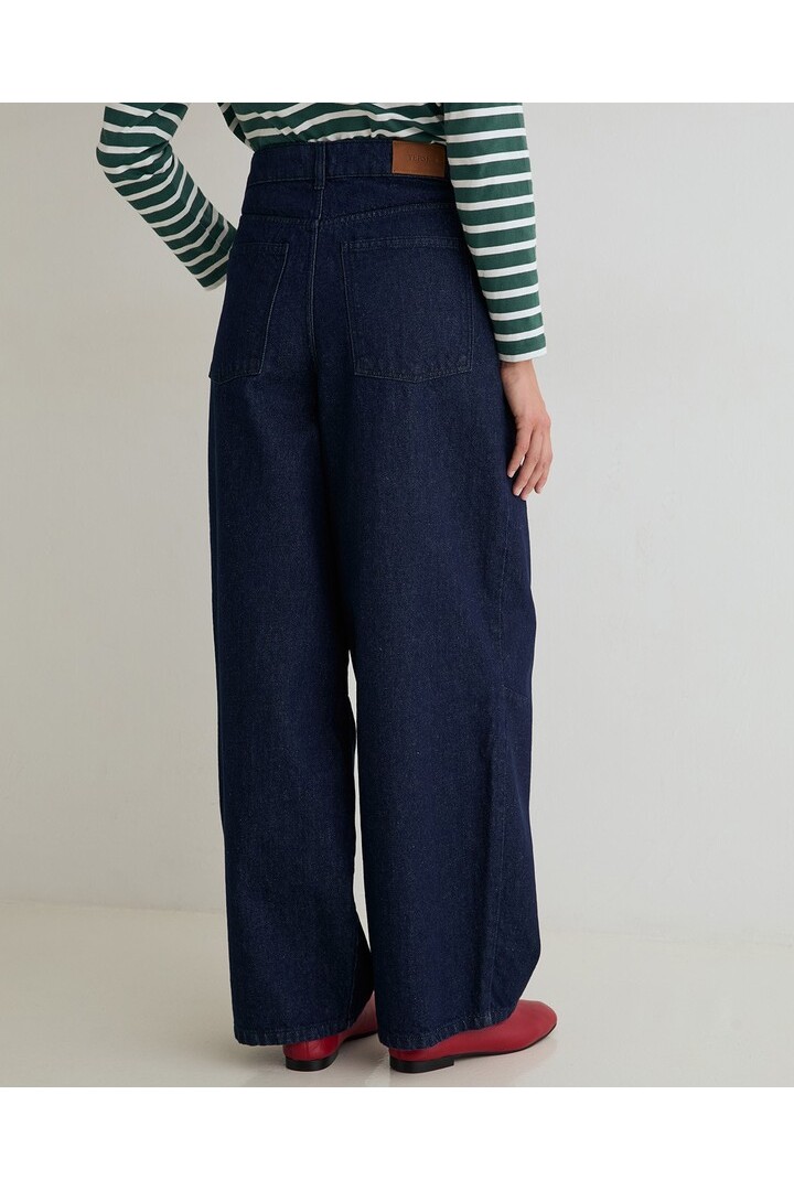BARREL-LEG DENIM TROUSERS DARK BLUE