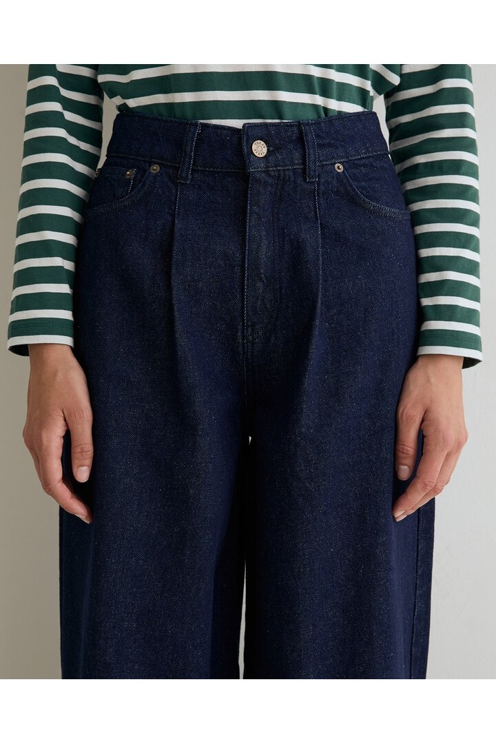 BARREL-LEG DENIM TROUSERS DARK BLUE