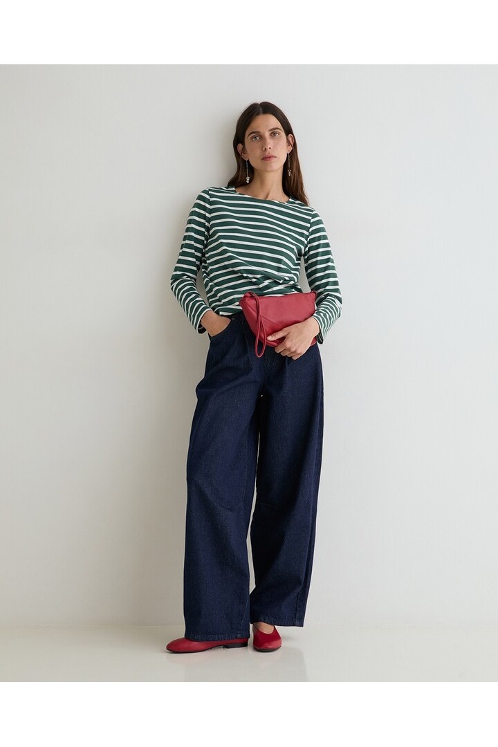 BARREL-LEG DENIM TROUSERS DARK BLUE