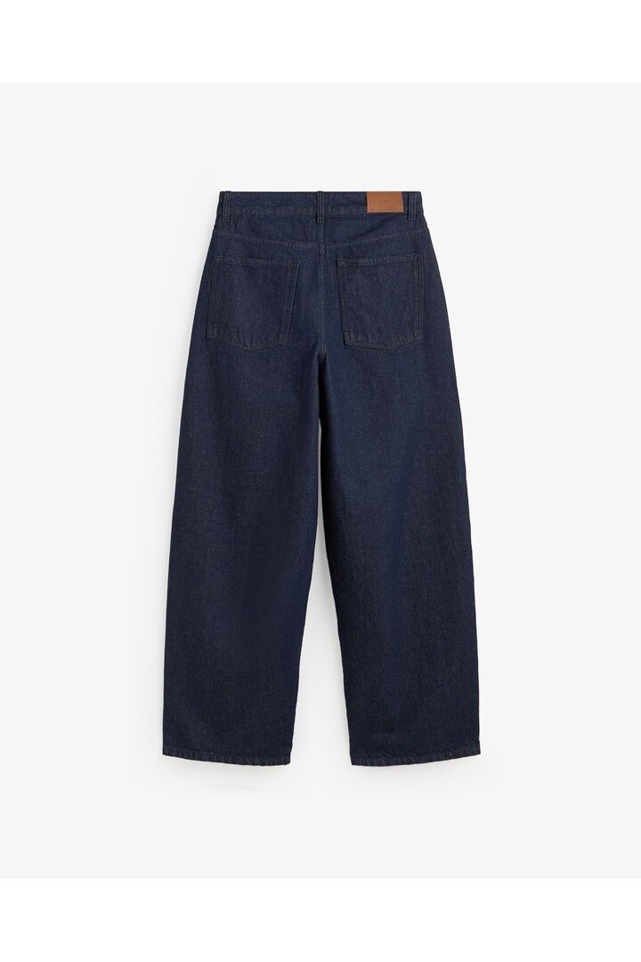 BARREL-LEG DENIM TROUSERS DARK BLUE