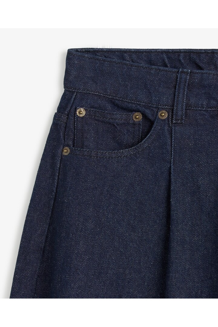 BARREL-LEG DENIM TROUSERS DARK BLUE