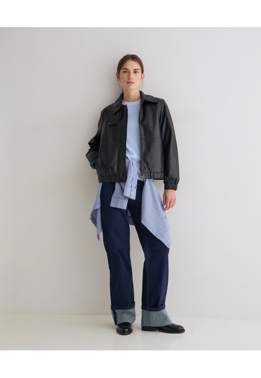 LEATHER BOMBER JACKET BLACK