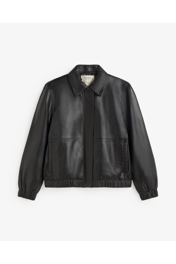 LEATHER BOMBER JACKET BLACK