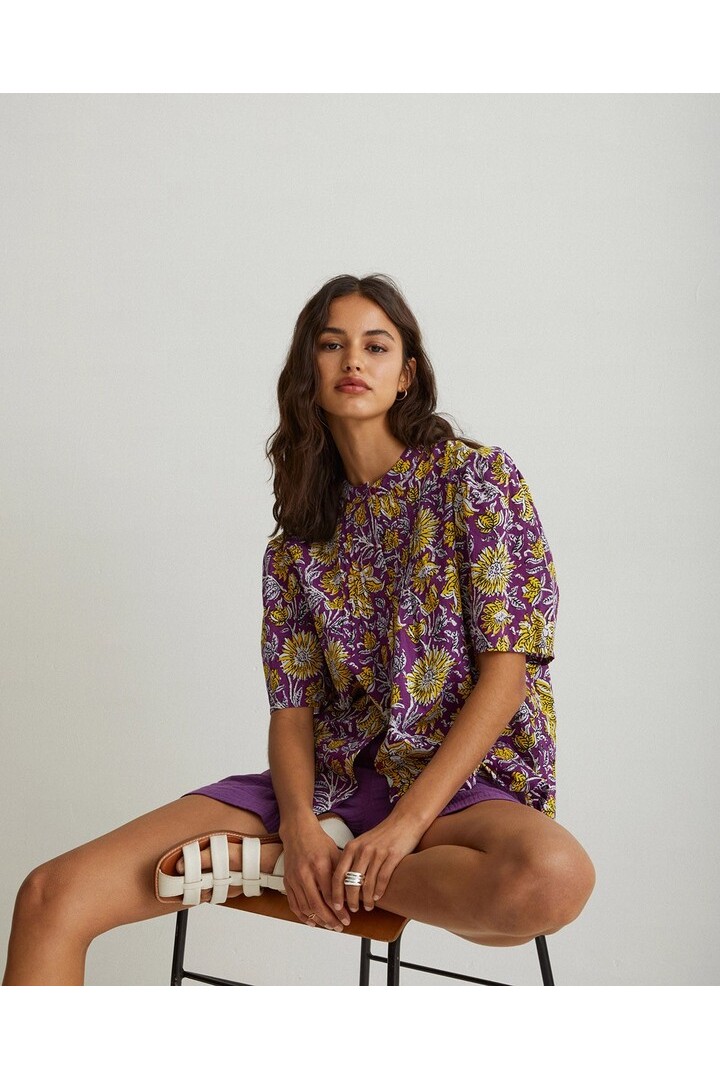 PRINT COTTON SHIRT PURPLE