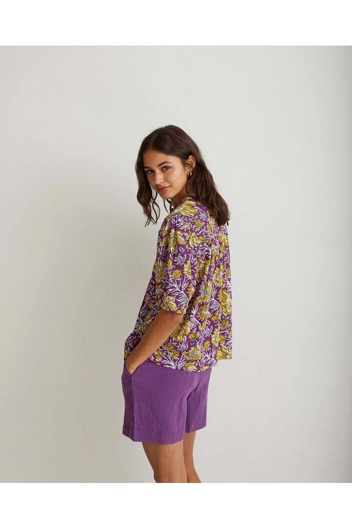 PRINT COTTON SHIRT PURPLE