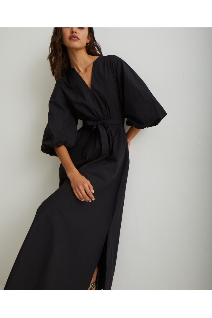 DRESS PUFFED SLEEVES BLACK