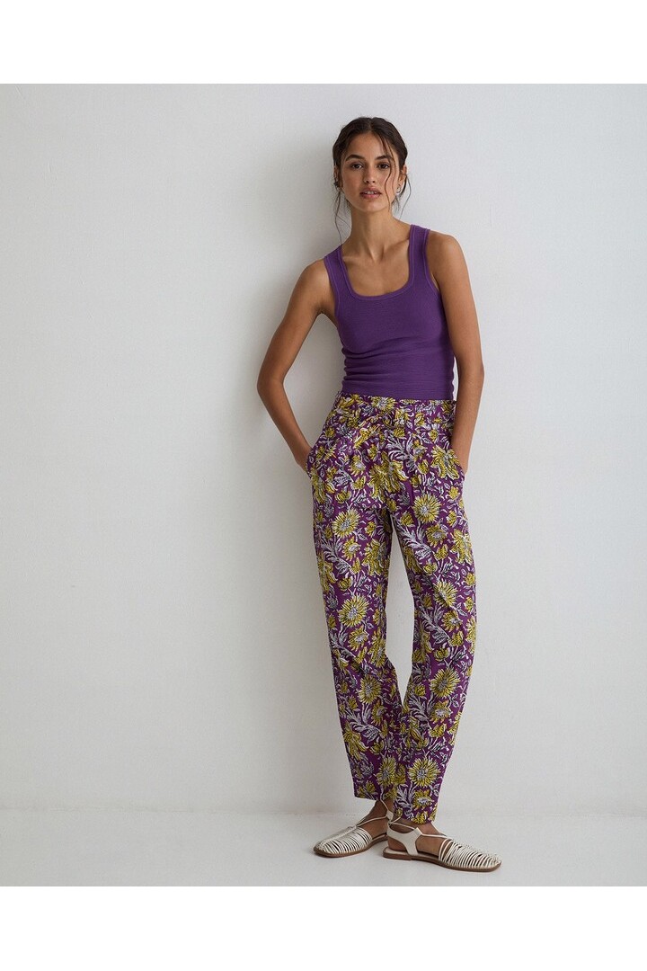 PRINT COTTON TROUSERS PURPLE