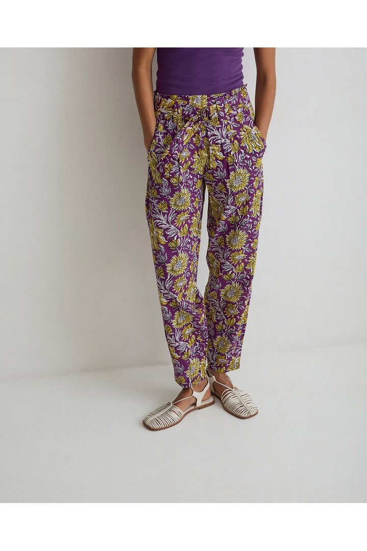 PRINT COTTON TROUSERS PURPLE