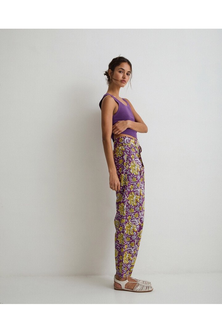 PRINT COTTON TROUSERS PURPLE