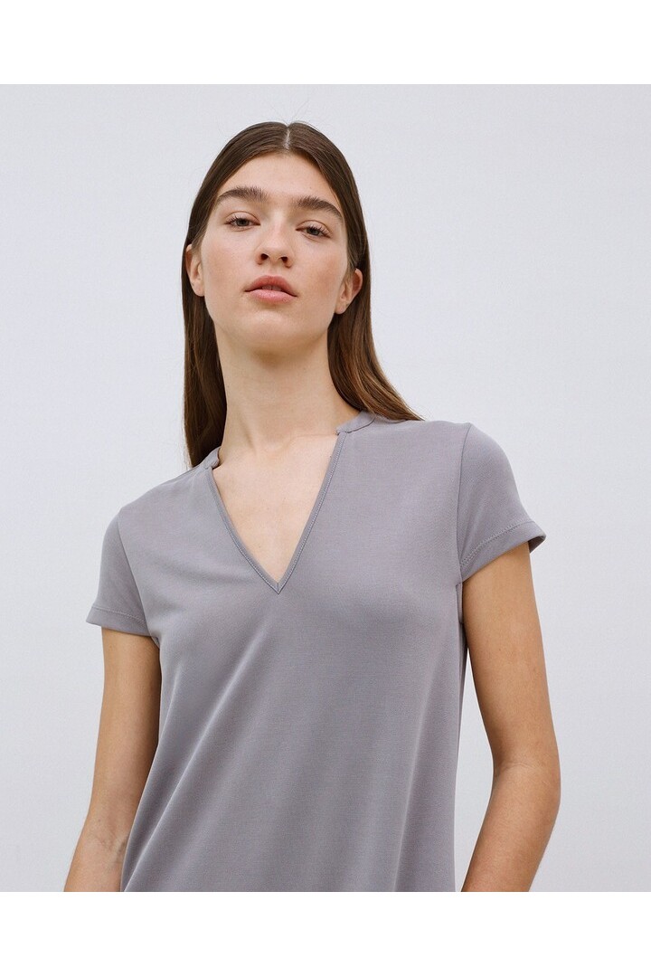 Grey cap-sleeve midi dress