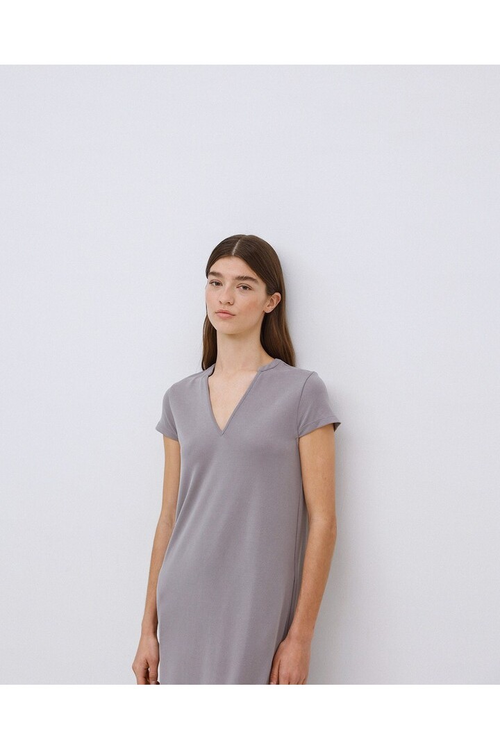 Grey cap-sleeve midi dress