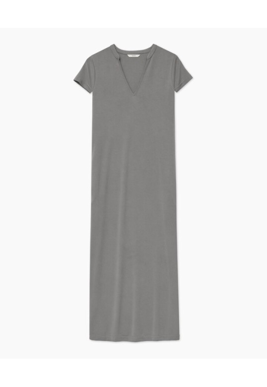 Grey cap-sleeve midi dress