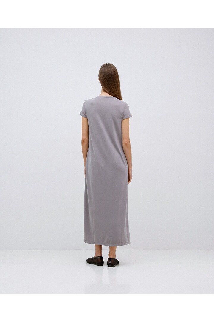 Grey cap-sleeve midi dress