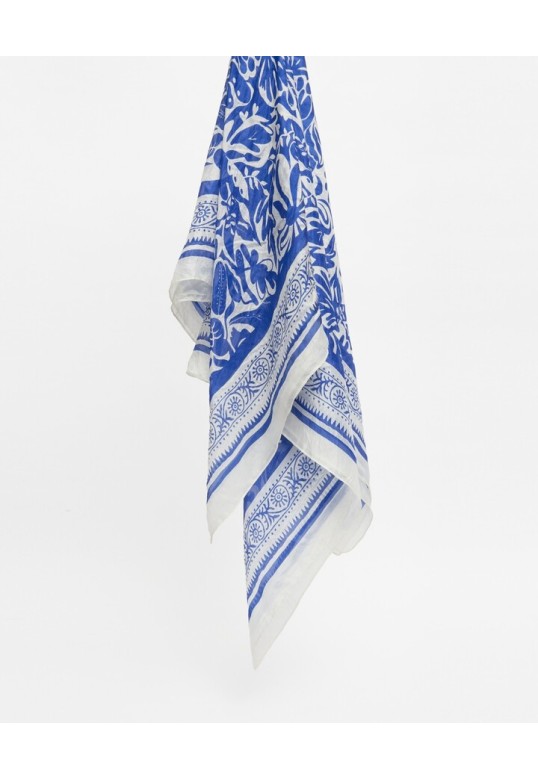 Blue silk headscarf