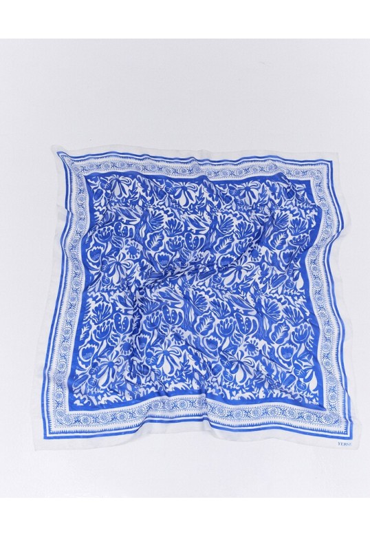 Blue silk headscarf