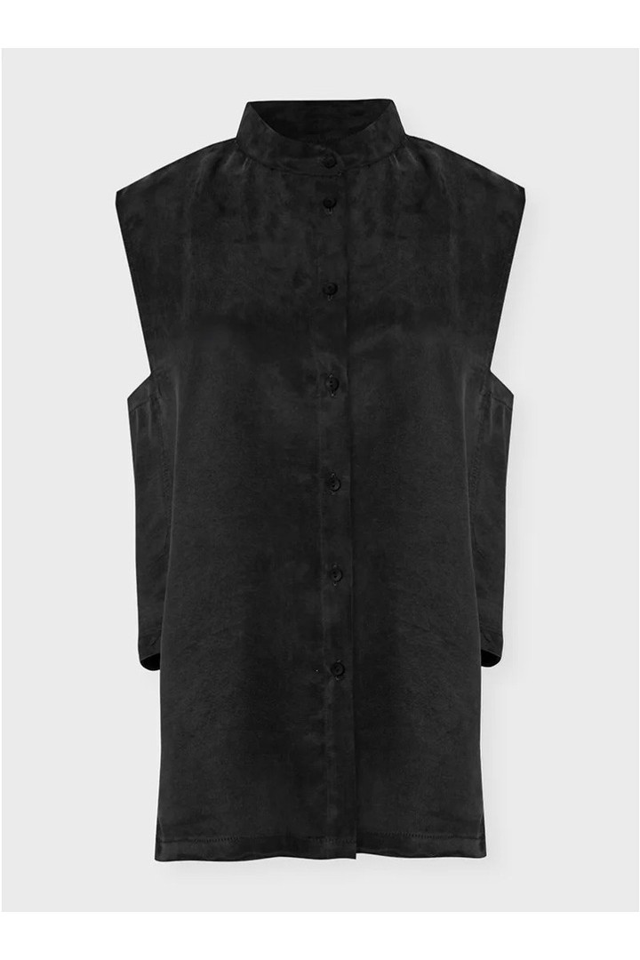 ZOYA SLEEVELESS SHIRT BLACK