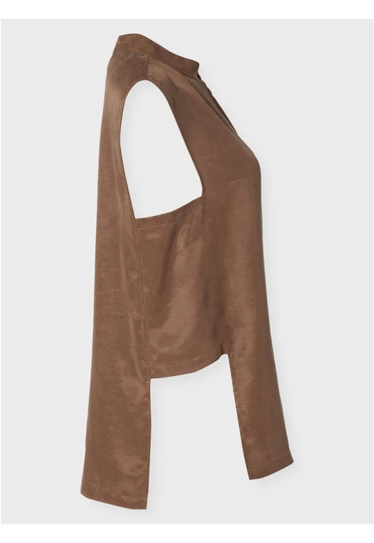 ZOYA SLEEVELESS SHIRT BROWN