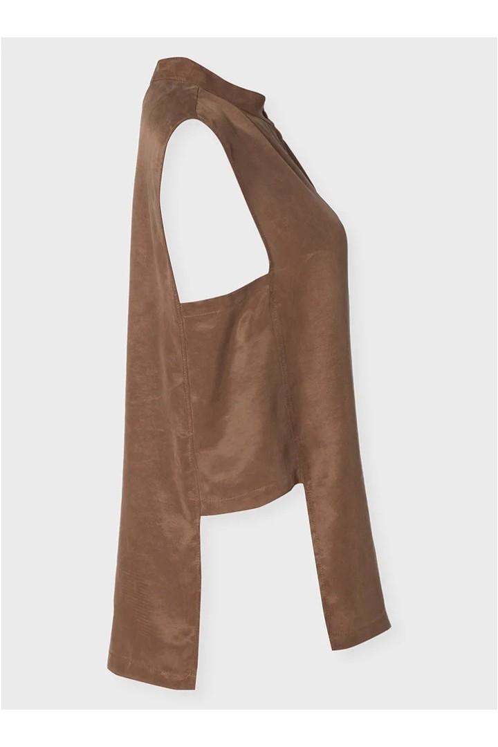 ZOYA SLEEVELESS SHIRT BROWN