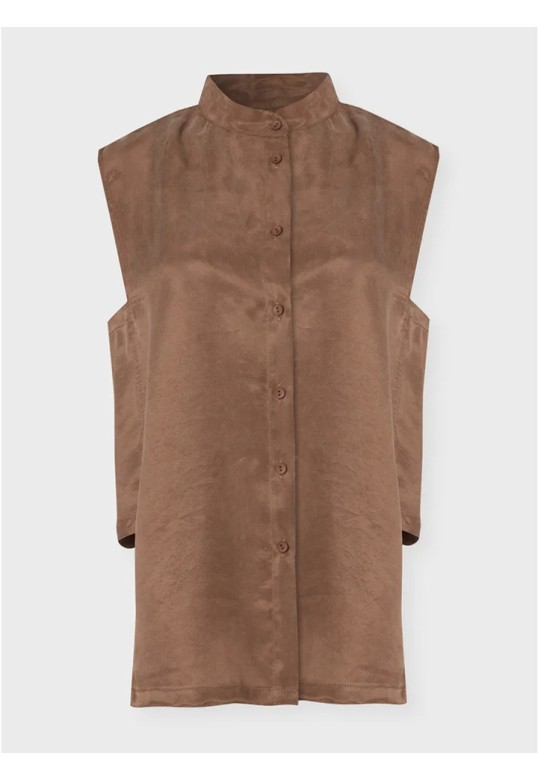ZOYA SLEEVELESS SHIRT BROWN