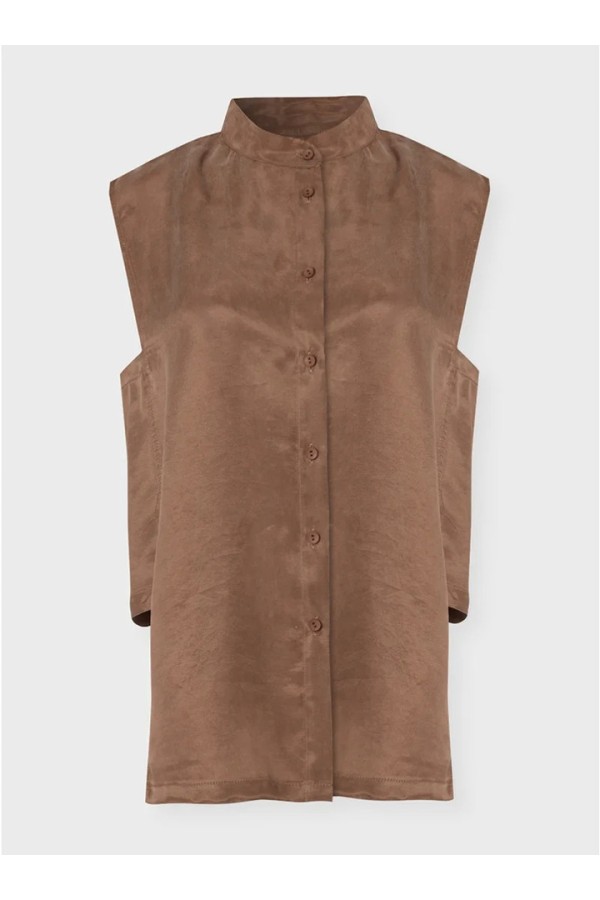 ZOYA SLEEVELESS SHIRT BROWN