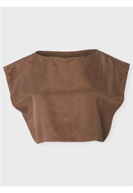 ZOYA SLEEVELESS CROP TOP BROWN