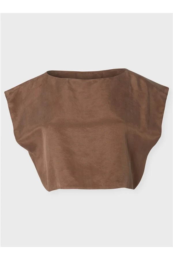 ZOYA SLEEVELESS CROP TOP BROWN