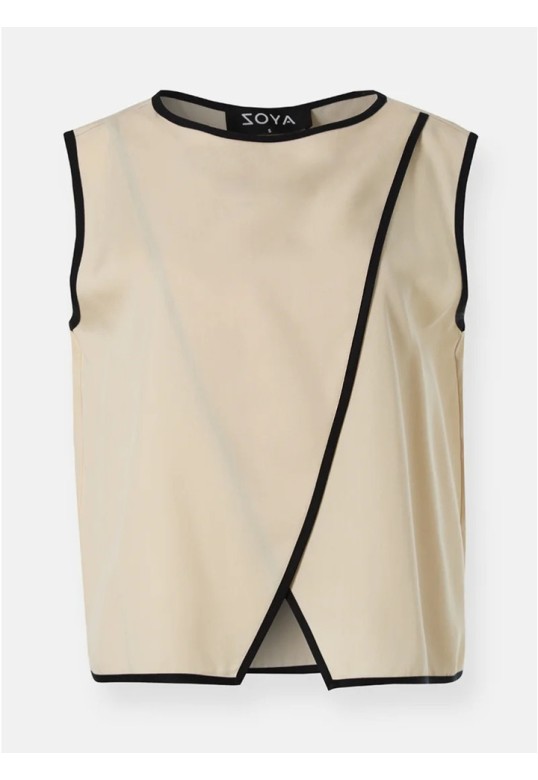 ZOYA SLEEVELESS TOP VANILL BLACK