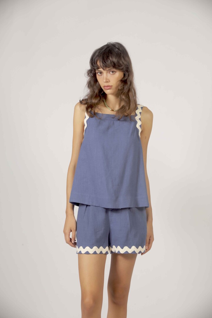 Tank top with wavy trim Navy