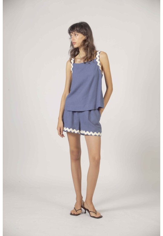 Tank top with wavy trim Navy