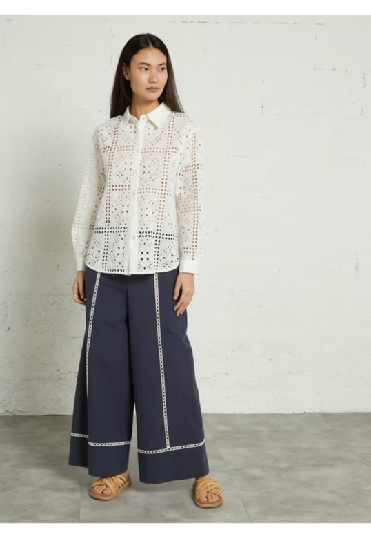 Straight-cut cotton shirt - White