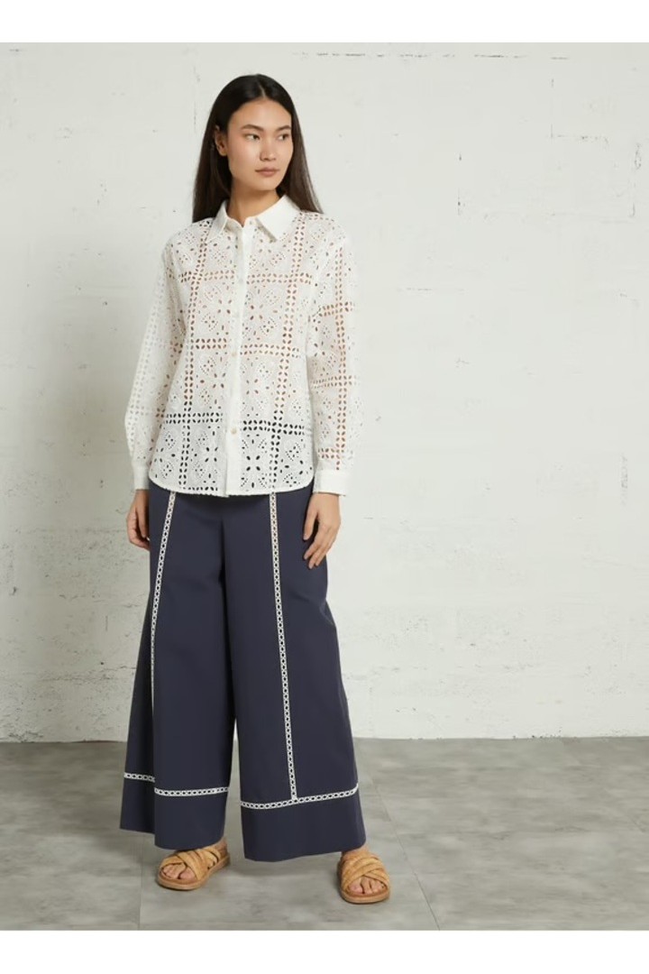Straight-cut cotton shirt - White