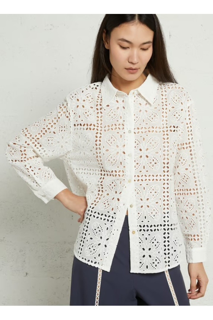 Straight-cut cotton shirt - White