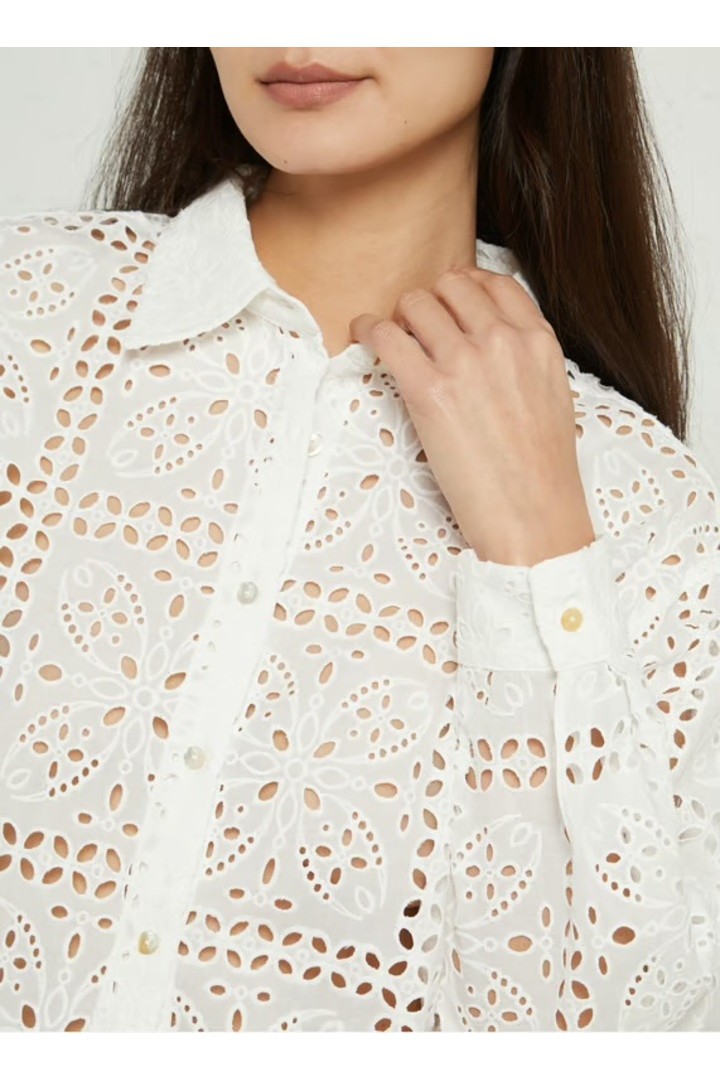 Straight-cut cotton shirt - White