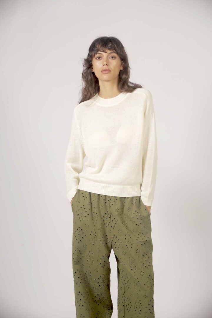 Jean broderie anglaise Khaki