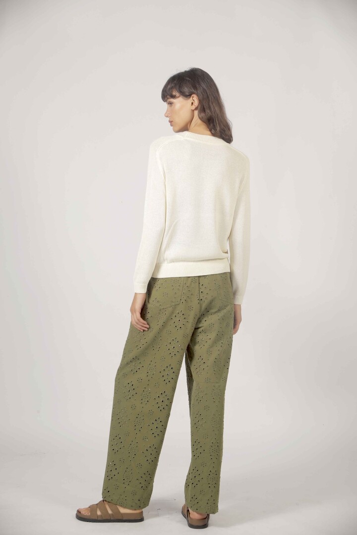 Jean broderie anglaise Khaki