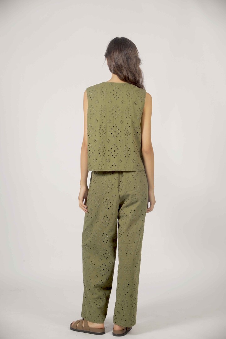 Embroidered asymmetrical vest Khaki