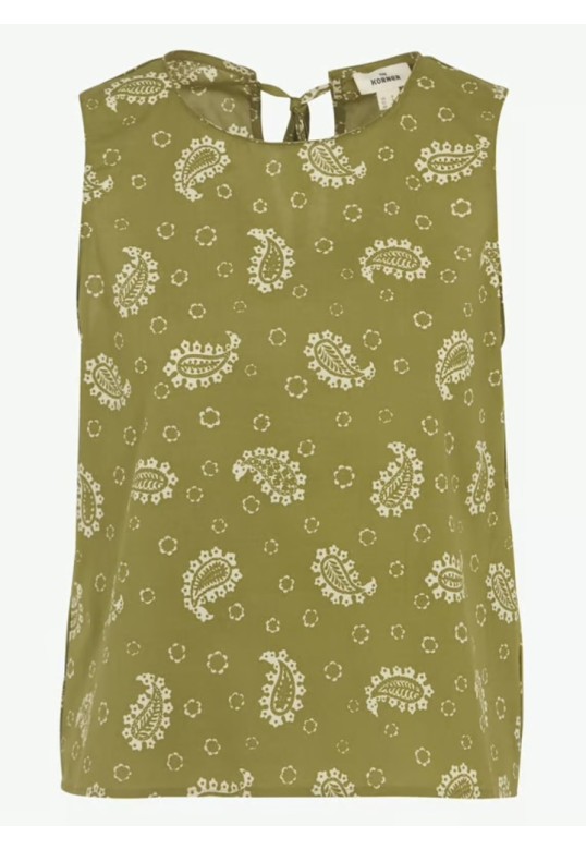 Printed cotton top - Khaki