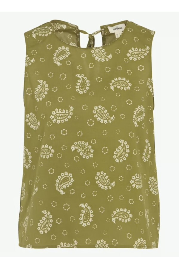 Printed cotton top - Khaki